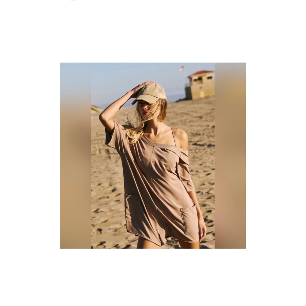 NWT Free People Movement Hot Shot Reversible Romper Mocha Latte Large‎ OB1960599